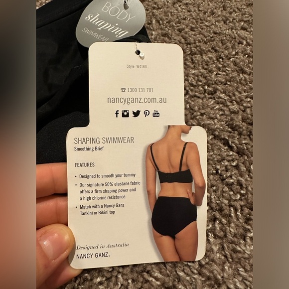 NWT Nancy Ganz Shaping Swimwear Bikini Bottom Black , size 16 - Picture 4 of 6